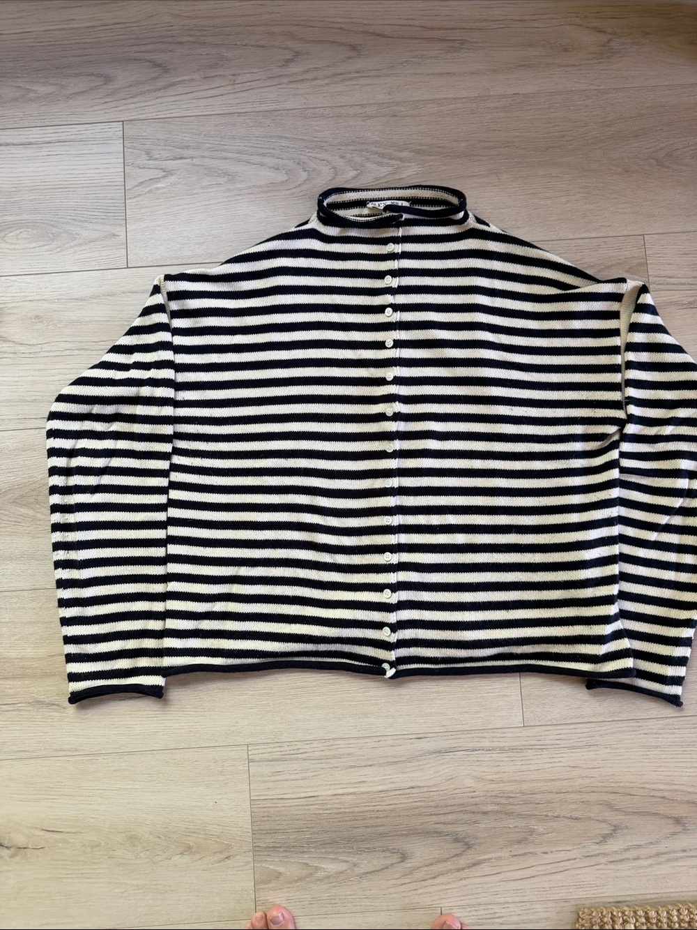 Alex Mill Navy and ivory Striped Taylor Cardigan in large